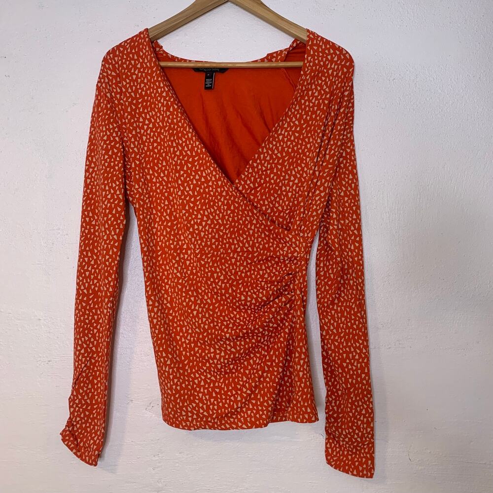 Long Tall Sally Faux Wrap Long Sleeve Top size Small